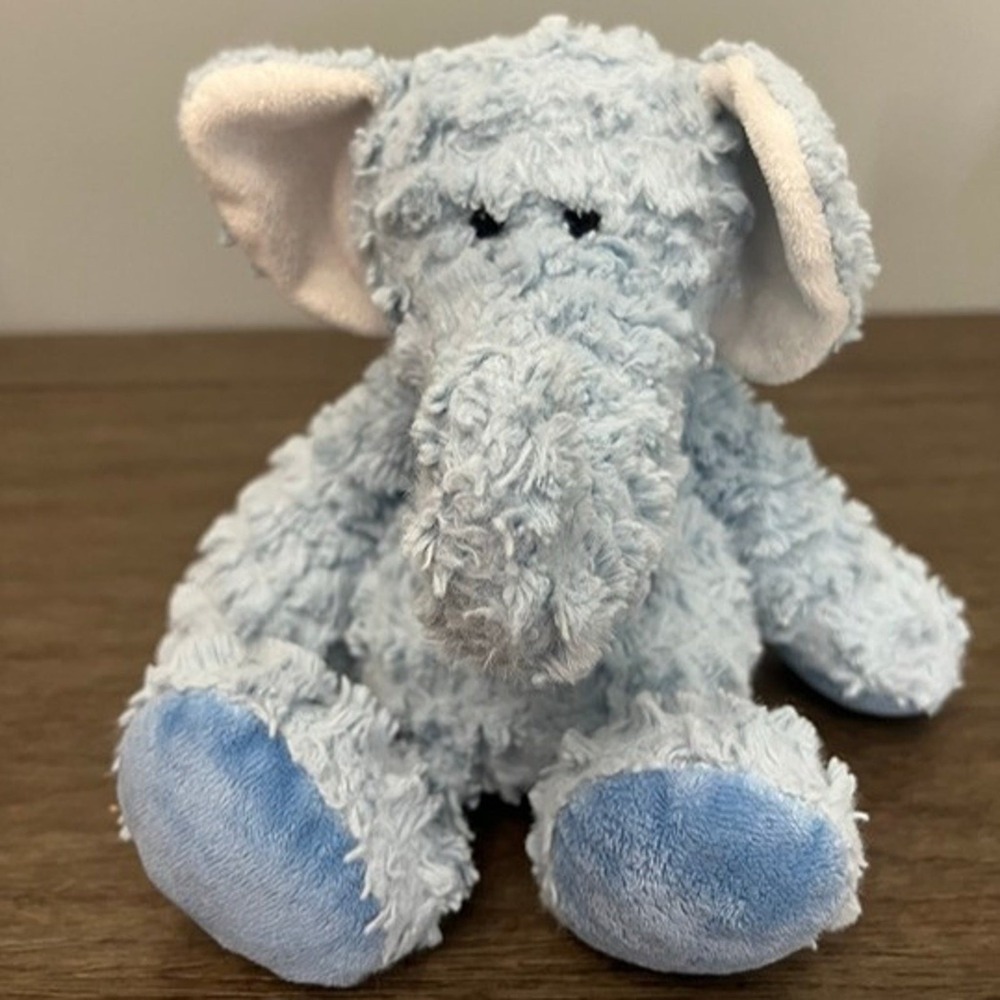 Demdaco Nat & Jules Blue Elephant Plush Stuffed Animal Shaggy Soft Toy